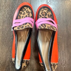 Amazon Red and Pink Leopard Print Loafers